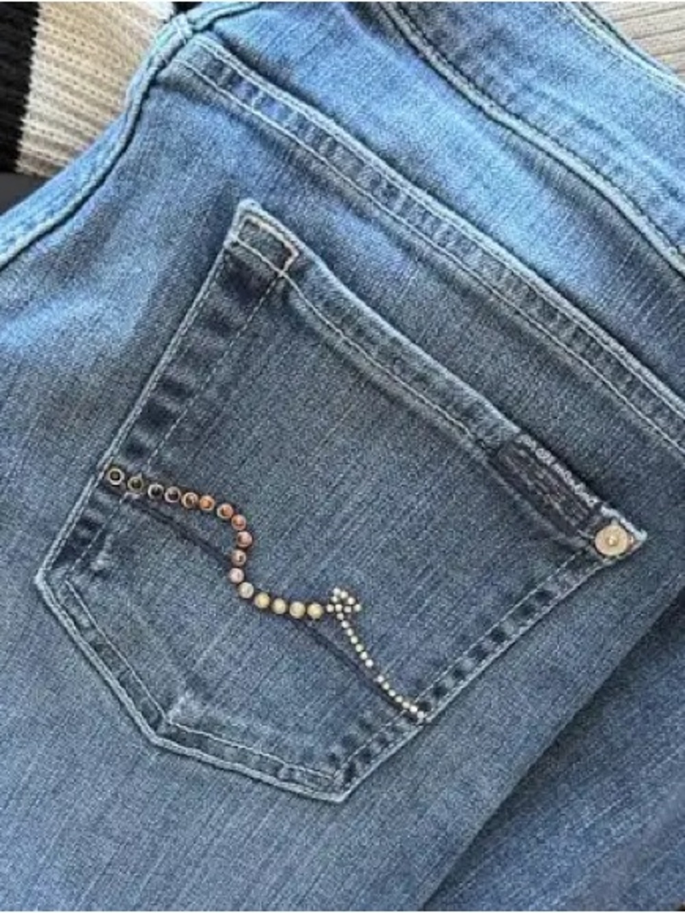 7 For All Mankind Light Blue Bootcut Jeans with Embellished Back Pocket